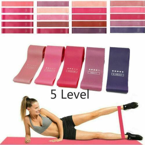 5pcs Yoga Booty Leg Exercise Bands Set Non Slip Fitness Yoga Pilates Legs Builder Hip Resistance Workout Stretching Training Set