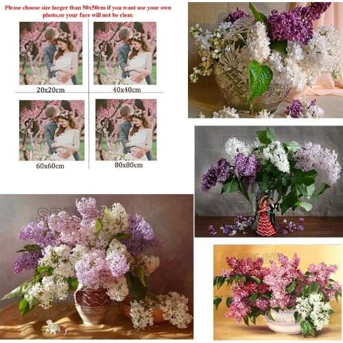 5D Diy Diamond Painting Flower Vace Blooming Lavender Square Diamond Round Diamond Full Diamond Cross Stitc Mosaic Home Decora