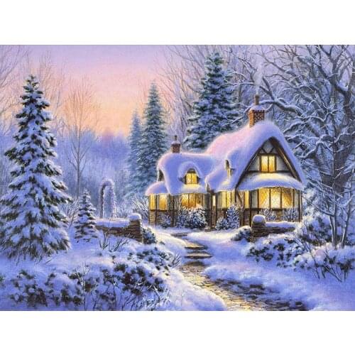 Diy 5D diamond painting full circle/square diamond winter snow scene diamond embroidery mosaic cross stitch kit home decoration