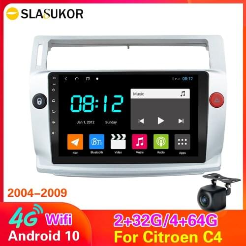 4G+64G Android 10 4G NET DSP RDS Car Radio Multimedia Video Player For Citroen C4 C-Triomphe C-Quatre 2004-2009 Carplay WiFi BT