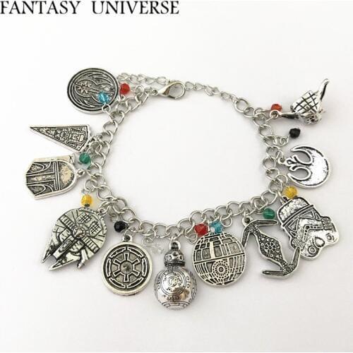 FANTASY UNIVERSE Sta War TV Fashion High Quality Metal Planet charm bracelet Cosplay Gourd Spaceship Jewelry Woman/Man Gift