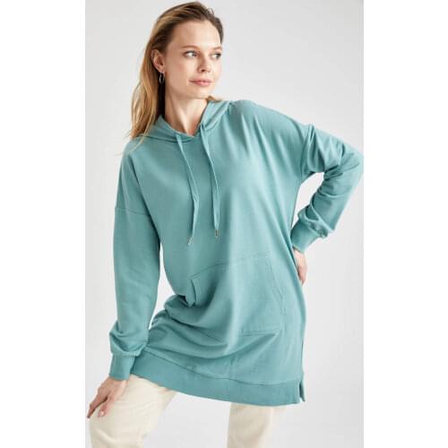 DeFacto Spring Woman Sweatshirts hoodie Kangaroo Pocket Sweat Tunic Sporty Look Dailywear Aesthetic Warm Casual-T4633AZ21SP