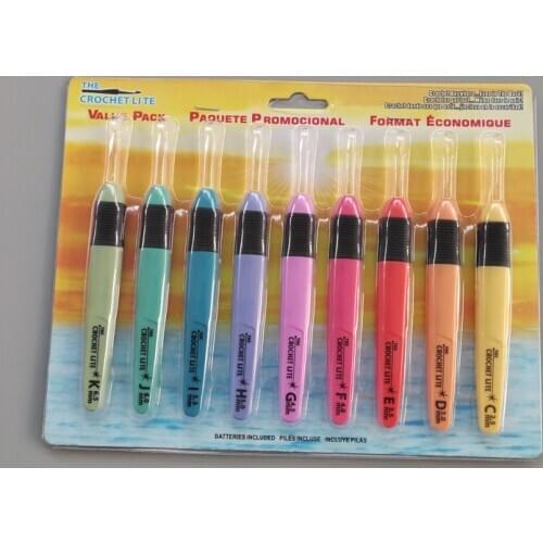 DONYAMY 9pcs/set LED Light Crochet Hooks Knitting Needles Weave Tool, Household Manual Sewing kit