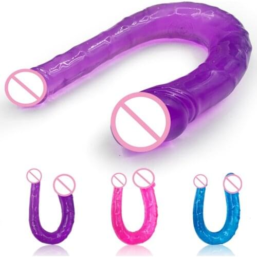 Sex toys double dildo toys for adults Flexible Soft Jelly Vagina Anal Women Gay Lesbian Ended Dong Penis Artificial Penis