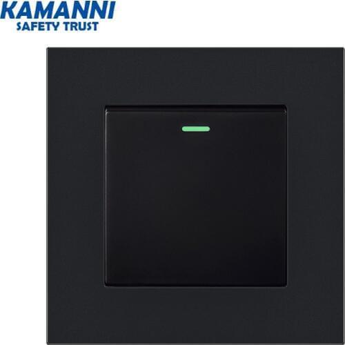 KAMANNI Luxury wall switches 220 Black push-button switch light switch control Light modulator 220V Fluorescent indicator 16A