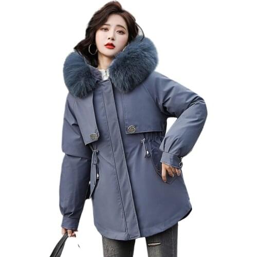 2022 New women Cotton Thicken Warm Winter Jacket Coat Women short Parka Winter Clothes Fur Lining Hooded Parka Mujer Coats