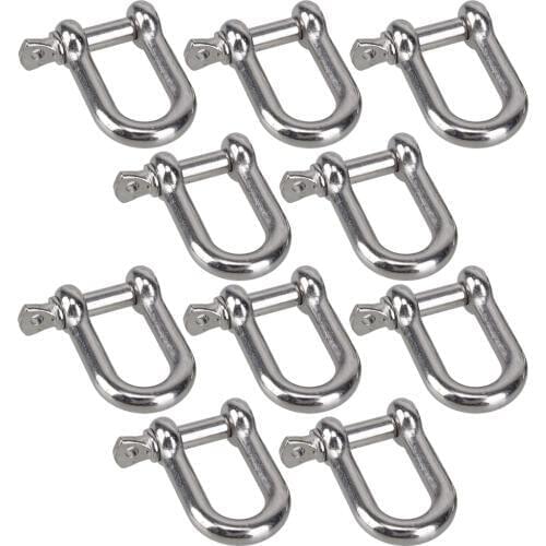 M6 D Type Shackle Short Paragraph Rigging 304 Stainless Steel 1/4 inch Shackle Hooks boat rigging hardware Pack of 10
