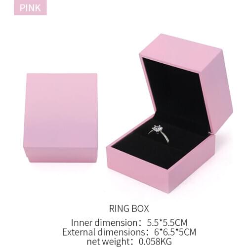 Right Angle Matte Pink Wedding Ring Jewelry Display Storage Box For Female Pendent Bracelet Earring Showcase For Birthday Gift