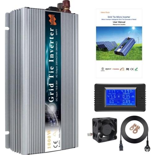 Mars Rock 1000W Micro inverter Solar Power Grid Tie MPPT 10.5-50V DC to AC 90-140V or 190-260V Energy Meter