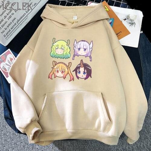 Cute Miss Kobayashis Dragon Maid Anime Hoodies Sweatshirts Women Streetwear Clothes Harajuku Casual Gothic Long Sleeves Manga