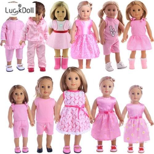 Doll Fashion Summer Pink Dress Suitable 18 Inch American 43cm Baby Doll Clothes Accessories,Girls Toys,Generation,Birthday Gift