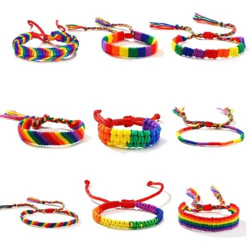 Nylon Rainbow Lesbians Gays Bisexuals Transgender Bracelets for Women Girls Pride Woven Braided Men Couple Friendship Jewelry