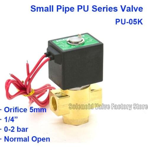 Normal open 2 way 2 position Pneumatic Brass Water PU-05K Orifice 5mm Solenoid Valve DC24V BSP Port G1/4"