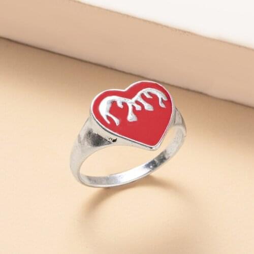 2021 New Love Rings For Women Multi-color Peach Heart Exquisite All-match Trend Jewelry Drop Oil Ring Wholesale Bulk