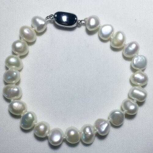 NEW 8-9mm Multicolor White pink purple black gray Freshwater Pearl Bracelet Shaped Baroque Pearl Bracelet