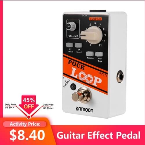 Ammoon POCK LOOP Looper Guitar Effect Pedal 11 Loopers Max.330mins Recording Time Supports 1/2 & 2X Speed Reverse True Bypass