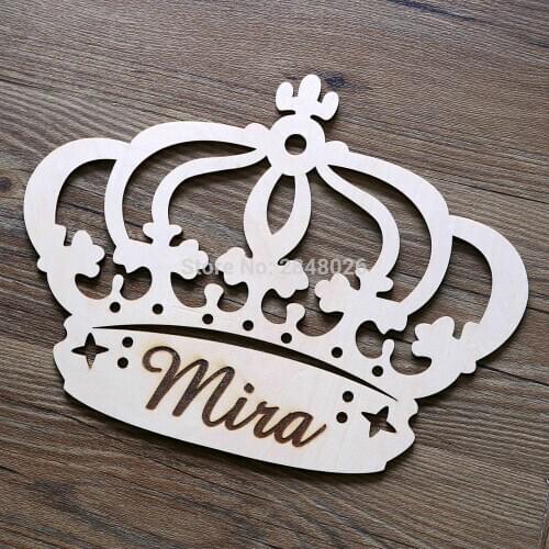 Personalized Laser Cut Wooden Princess Crown with your name wall decor ,bedroom wall plaque,party decor, Custom Hanging Signs