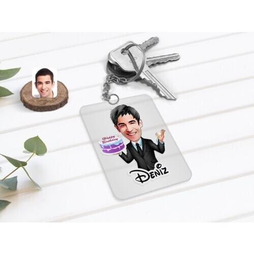 Personalized Boys Birthday Caricature Of Transparent Plexiglass Anahtarlık-2