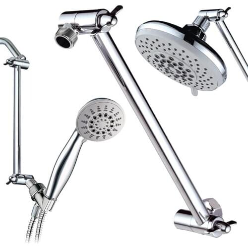 Adjustable Extension Shower Arm for Shower Heads Solid Brass Shower Head Extension Arm Bathroom Hardware Chrome Finish