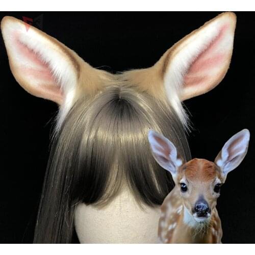 Halloween Christmas Cervus Nippon Ears Hairhoop Animal Cosplay Prop Headwear For Cosplay Game Party Hand Made Work