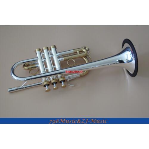 Silver Gold Plated Trumpet Eb/D Trumpet Model Valve With Case FREE LORICO RING MUTE