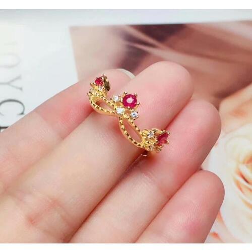 Shilovem 925 sterling silver real Natural ruby Rings fine Jewelry wedding new trendy anniversary open 3*3mm mj0303889agh