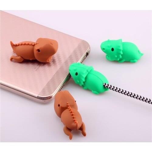 Cute Cable Protective Cover Animal Dinosaur Design Pattern Data Line Organizer Silicone Charger Wire Bite Management For Android
