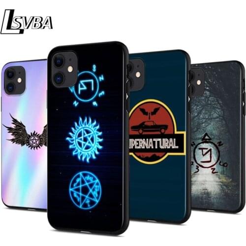 Supernatural Badge logo For iPhone 12 11 XS Pro Max Mini XR X 8 7 6 6S Plus 5 SE 2020 Black Cover Phone Case