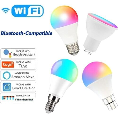 WiFi Smart LED Bulb RGBCW Dimming Light 6W/9W Works With Amazon Alexa Google Home Tuya Smart Life IFTTT E27/B22/E14/GU10/GU5.3