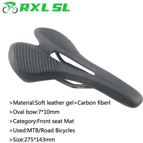 No Logo Mtb Bicycle Leather Saddle 3K Carbon Fiber Saddles 7*10mm Front Seat Mat Mountain Bike Seat Soft Leather Gel Saddle