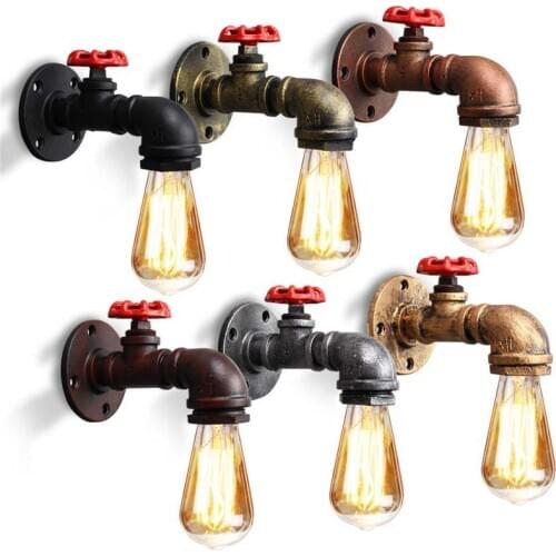 Vintage E27 Industrial Water Pipes Wall Light Retro Rustic Holder Lamp Base Sconce Lighting Fixture Fitting Indoor Decor