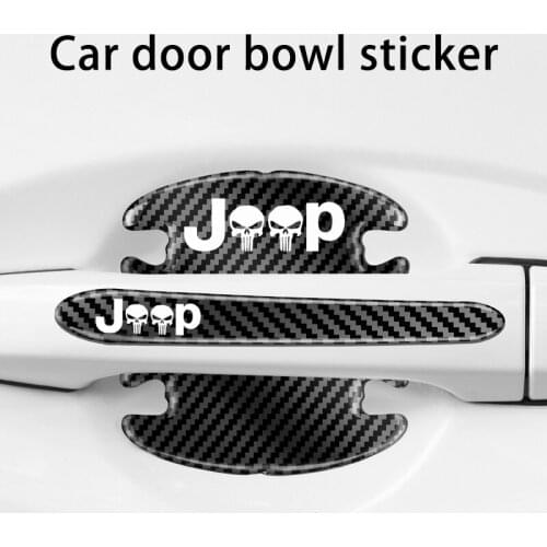 High-end Carbon Fiber Car Door Bowl Protection Sticker For Jeep Grand Cherokee Wrangler Renegade Compass Patriot Commander