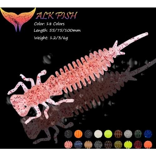 WALK FISH 5PCS/10PCS 55mm/75mm/100mm Larva Soft Lures Fishing Worm Double Colors Artificial Lures Silicone Bait Swimbait Jigging