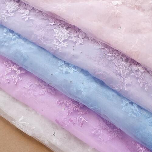 1Y/Lot Edding Background Cloth Stage Decoration Fabric Handmade Diy Wedding Dress Skirt Material Embroidery Lace