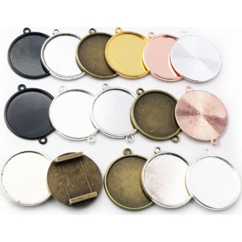 10pcs 25mm Inner Size Antique Silver Plated Square Cabochon Base Cameo Setting Charms Pendant For 10 mm Leather Bracelet