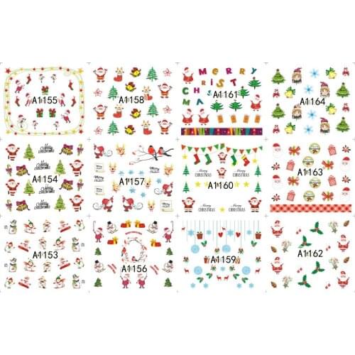 UPRETTEGO 12 PACKS / LOT NAIL ART BEAUTY WATER DECAL SLIDER NAIL XMAS CHRISTMAS SANTA DEER PINE TREE SLEIGH SNOWMAN A SERIAL
