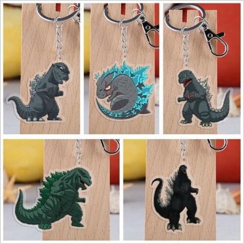 16style 5pcs Movie Gojira figure doll pendan keychain 2014 1985 dinosaur Acrylic key chain toy key rings Charms Birthday Gift