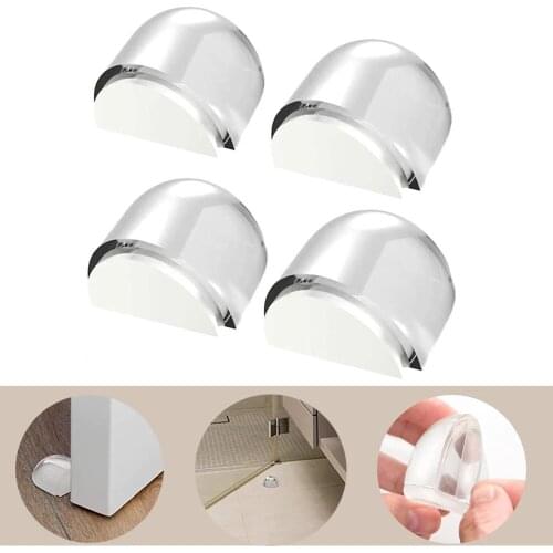 4pcs Door Stopper Transparent Acrylic Floor Door Stops Self Adhesive Hidden Wall Buffer for Protection of Wall and Furniture