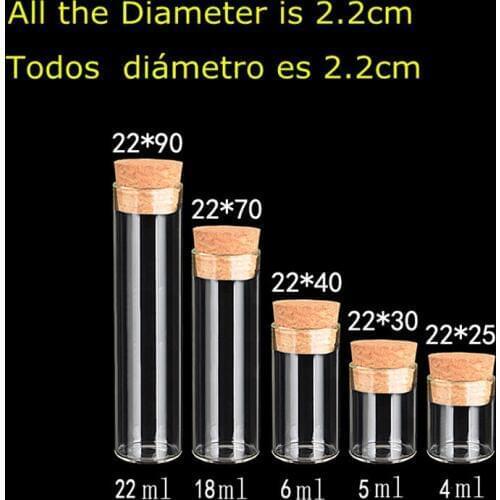 50Pcs Glass Test Tube with Cork Stoppers Small Mini Glass bottles Vials Jars Storage Glass Vials botellas de vidrio 4ml 5ml 18ml