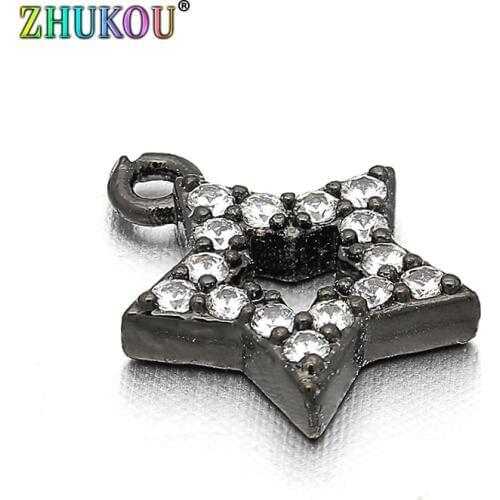 8*10mm Handmade Cubic Zirconia Rhinestone Star Charms Pendant for Diy Jewelry Findings, Hole: 0.5mm, Model: VD2