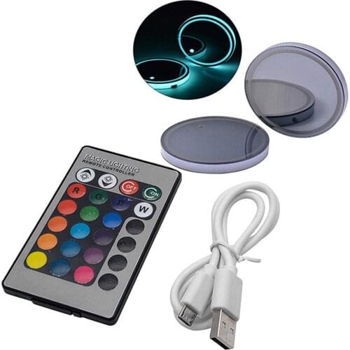 Auto Lighting Light-Emitting Diode Cup Mat Anti-Slip Multicolor Remote Control Solar Energy Cup Mat
