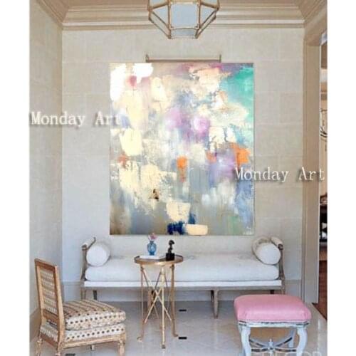 Large handmade Gray Abstract Oil painting on Canvas Scandinavian Art painting Wall Picture for Living Room Sofa Home Decoration