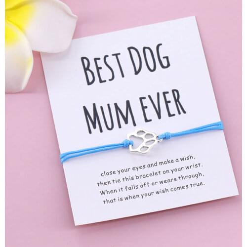 Dogs Mum Mom Paw Prints Adjustable Bracelets Women Men Unisex Fashion Jewelry Animal Lover Christmas Friendship Gift