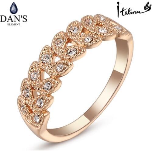 DANS ELEMENT New Sale Hot Genuine Austria Crystal Vintage Rings for Women Anti Allergies Fi-RG95683