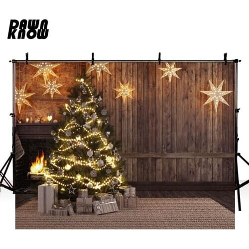 DAWNKNOW Merry Christmas Tree Light Photography Background Indoor Photo Backdrops For Children Photocall Photo Studio lv1047