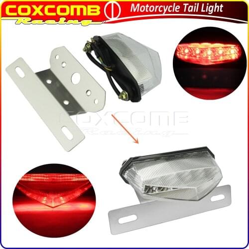 For Honda Scooter Cruiser Chopper ATV Motorcycle LED Brake Tail Light Turn Signals Rear Lamp w/Aluminum License Plate Bracket