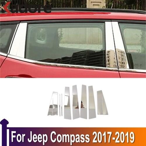 For Jeep Compass 2020 2017 2018 2019 Stainless Steel Car Window Center B+C Pillars Cover Trim Exterior Accessories Car Styling