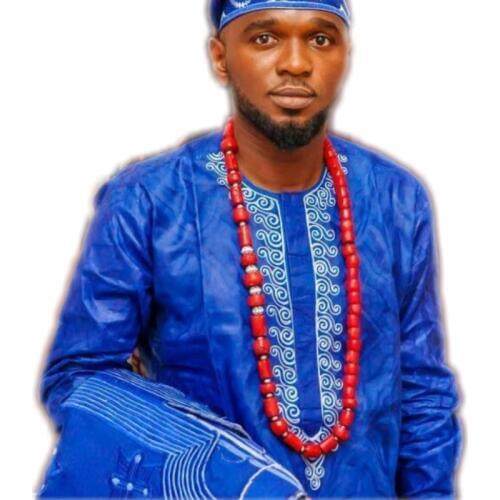 Dudo Jewelry Mens Red Coral Beads Jewelry Set 1 Necklace +1 Bracelet African Bridal Jewelry Sets Edo Groom Traditional Design