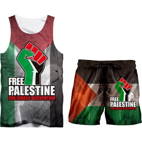 UJWI Palestine Polo Shirt And Short Set Men Clothing Oversized T-shirt Palestina Israel Track Suite Vest 5XL Dropshipping war