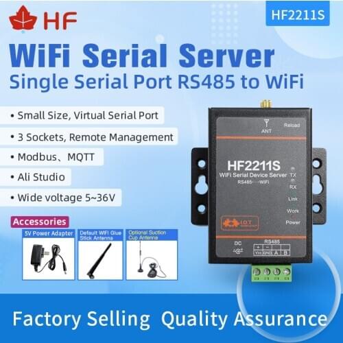 HF2211S Modbus Serial RS485 to WiFi Device Support STA/AP/STA+AP Mode TCP IP Telnet Serial Server DTU